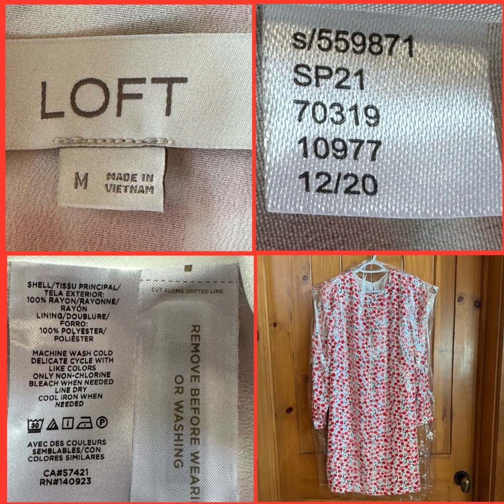 LOFT Cherry Print Balloon Sleeve Swing Dress (M) - Picture 6 of 17